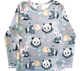 Hebe Langarmshirt Pandas für Kinder, grau